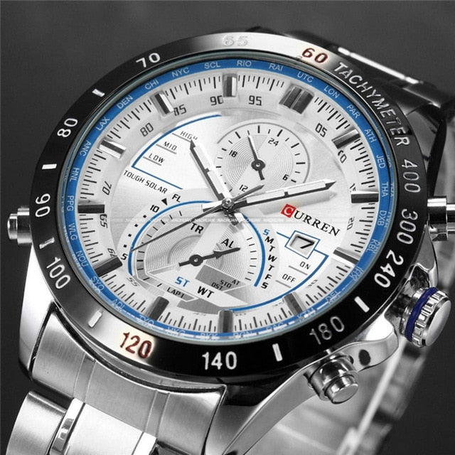 metallic wrist watch
