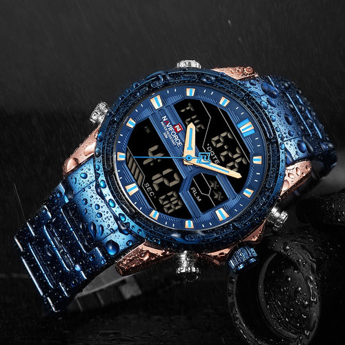 blue wrist watch